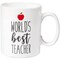 Large World's Best Teacher Coffee Mug White Ceramic Cup - Novelty Appreciation Gift for Teachers, Women, Men (16 oz)